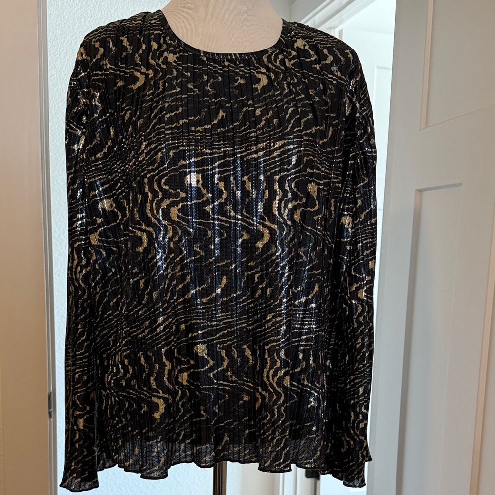 Michael Kors Black and Gold Patterned long sleeved Blouse (new)